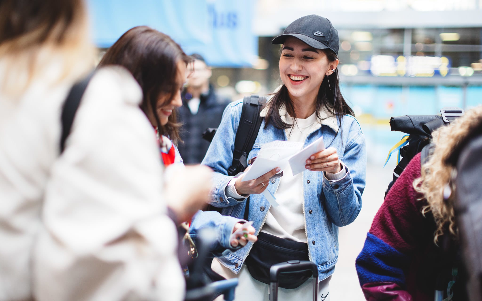 Women waiting at the airport